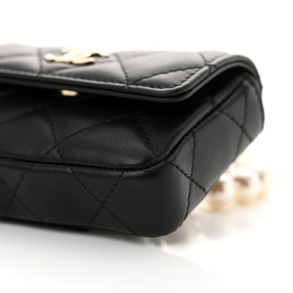 Chanel Lambskin Quilted Pearl Chain Belt Bag Black 11 of 12