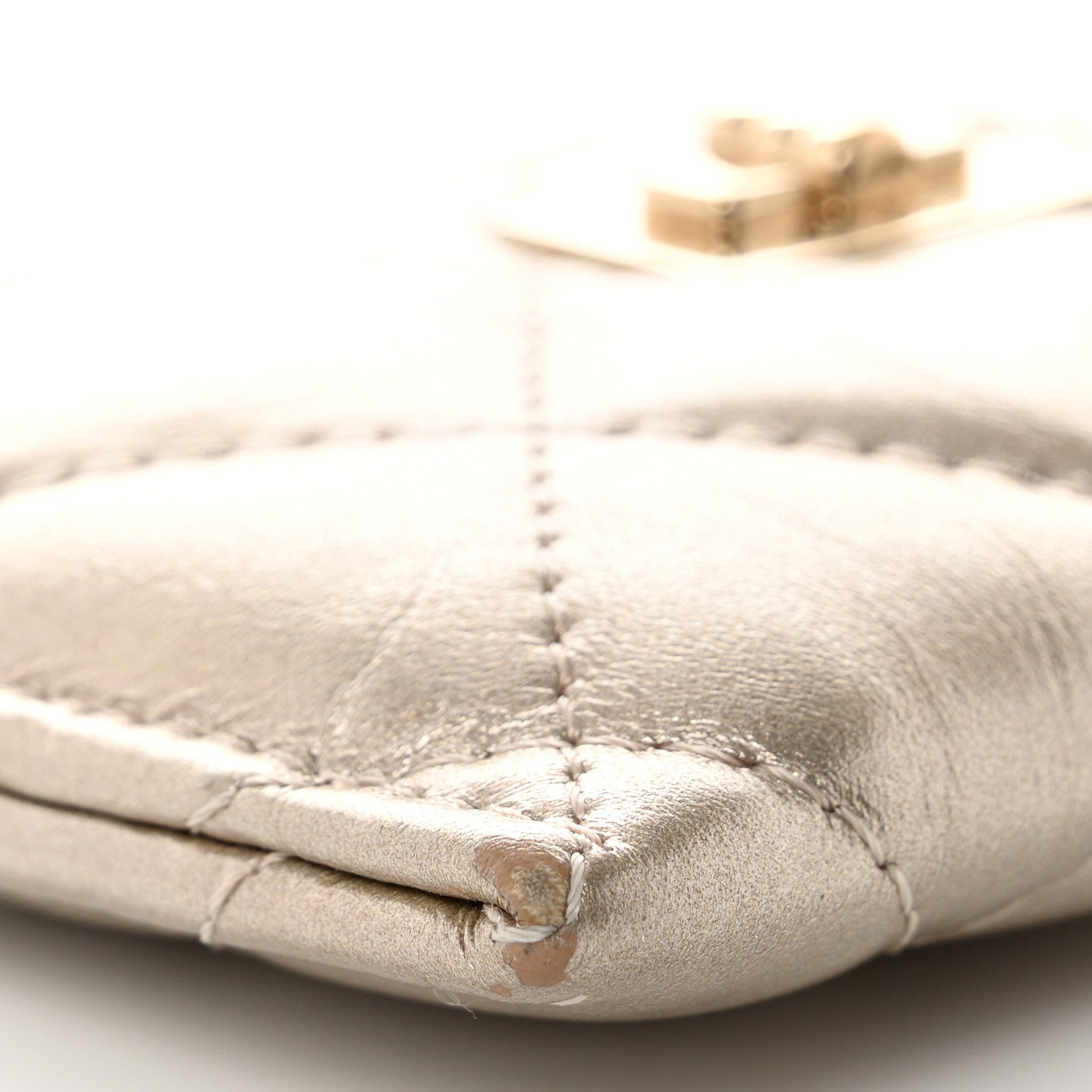 Chanel Metallic Aged Calfskin Quilted Reissue Card Holder Gold 10 of 14