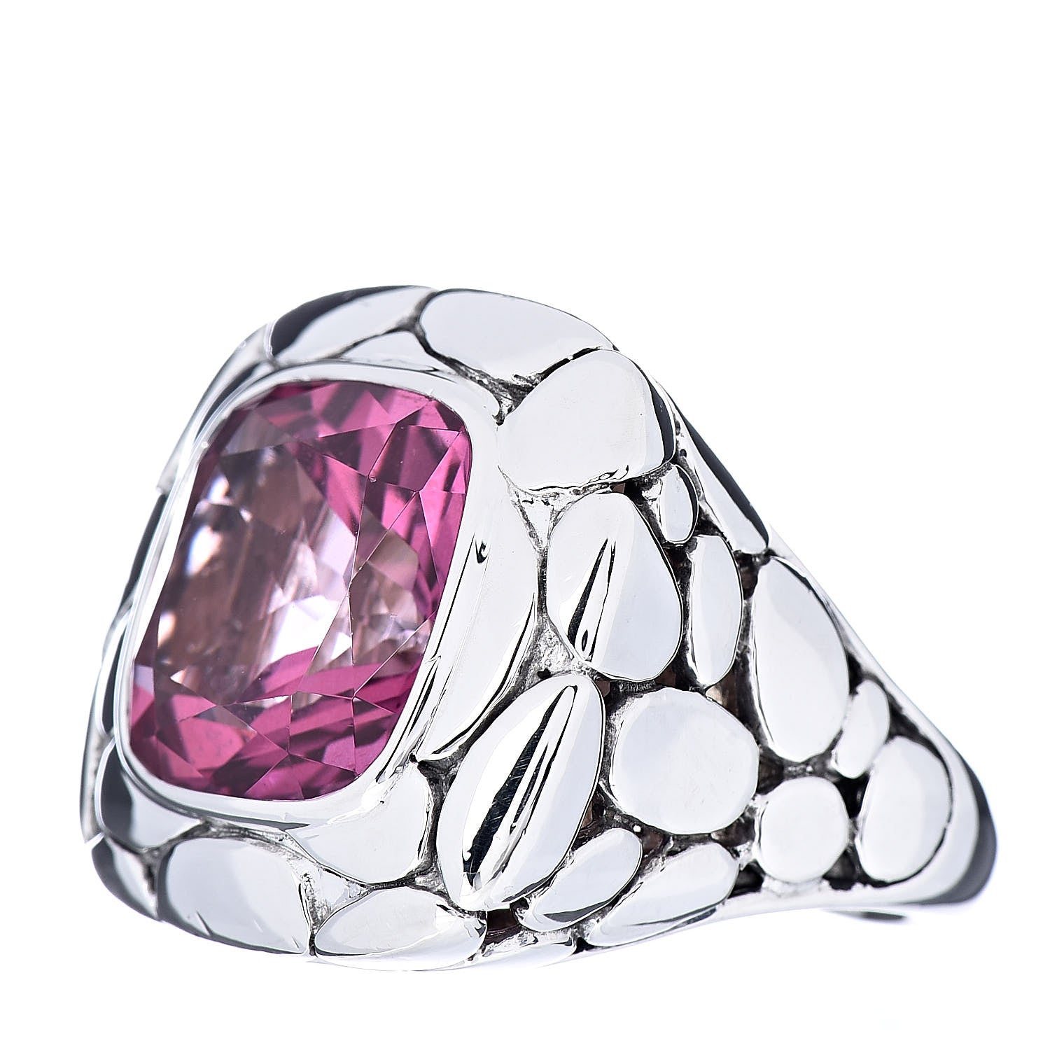 John Hardy Sterling Silver Pink Topaz Batu Kali Square Ring 57 8 3 of 5