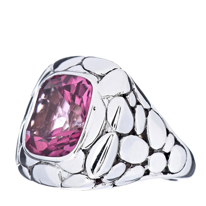 John Hardy Sterling Silver Pink Topaz Batu Kali Square Ring 57 8 3 of 5
