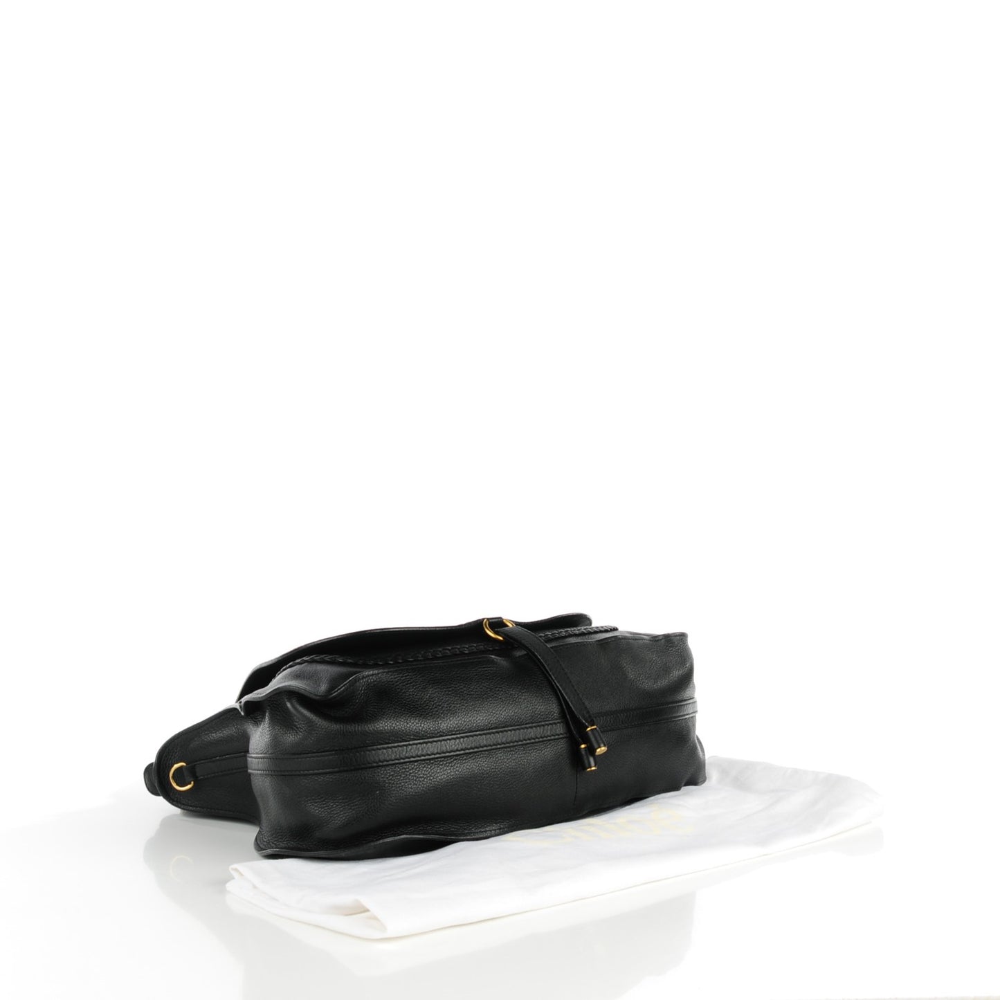 Calfskin Braided Large Marcie Satchel Black