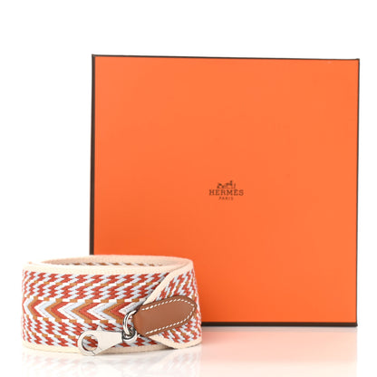 Hermes Toile Swift 50mm Sangle Cavale Shoulder Strap Cornaline White Gold 6 of 6