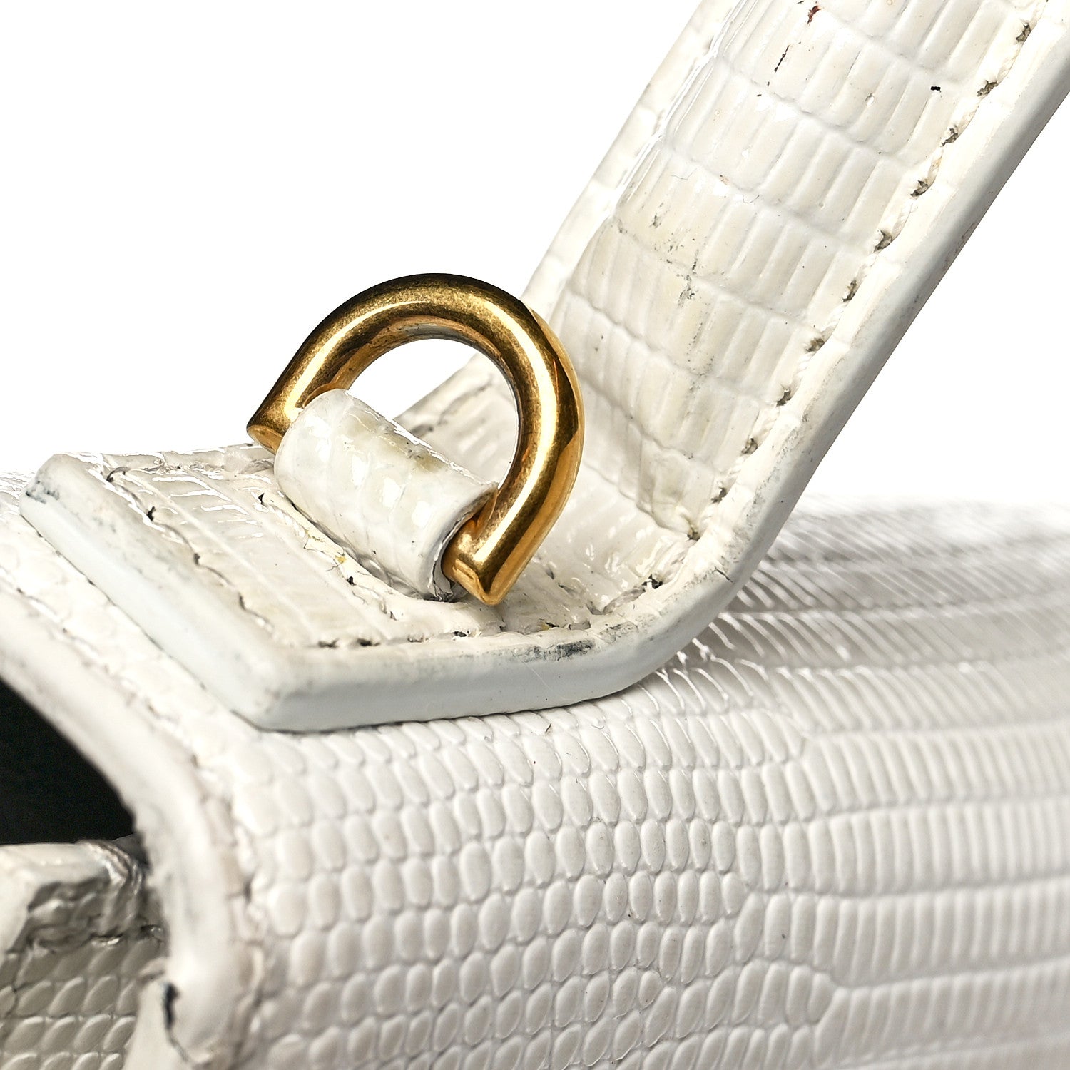 Balenciaga Patent Calfskin Lizard Embossed XS Sharp Top Handle Bag White 15 of 19