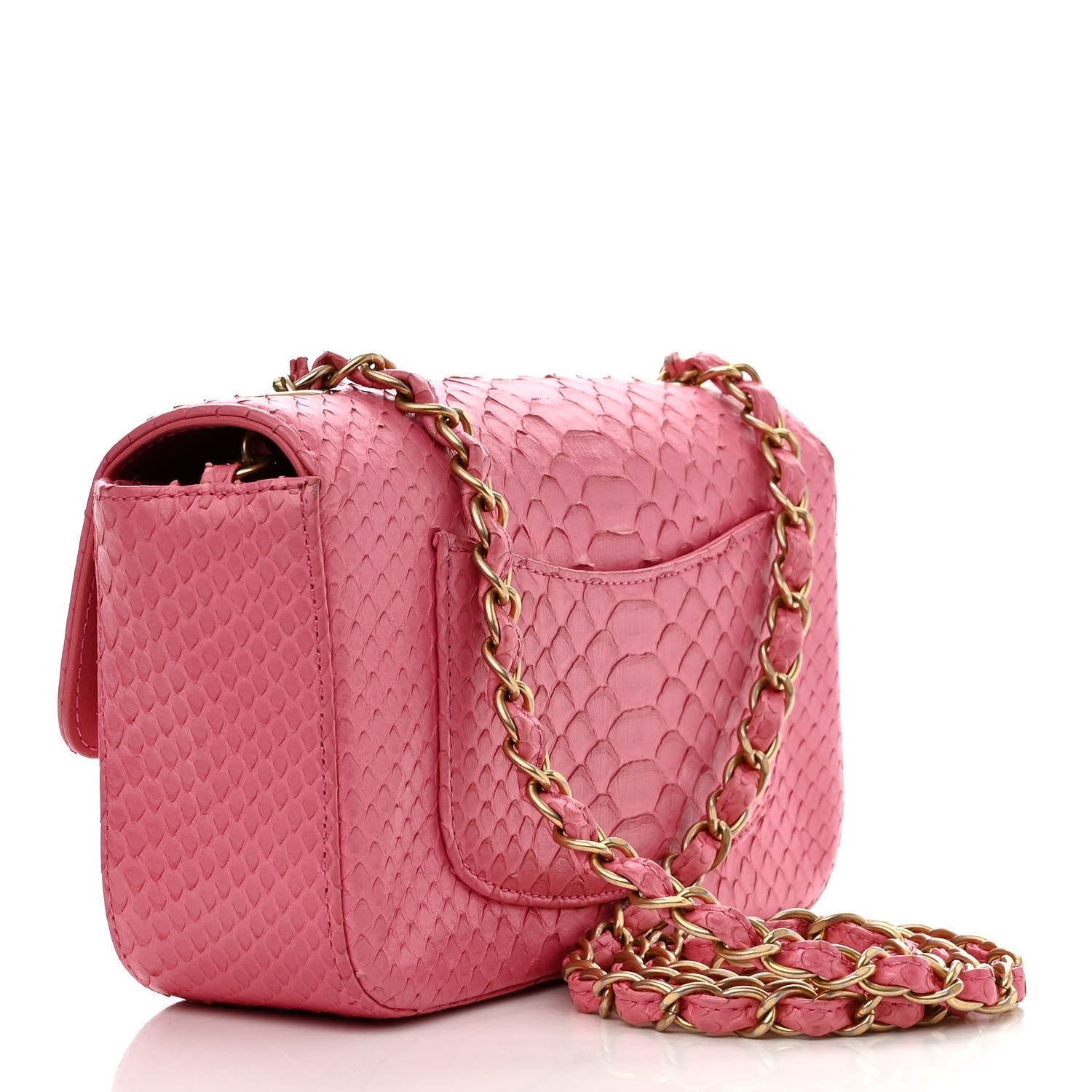 Chanel Snakeskin Mini Rectangular Flap Pink 3 of 14
