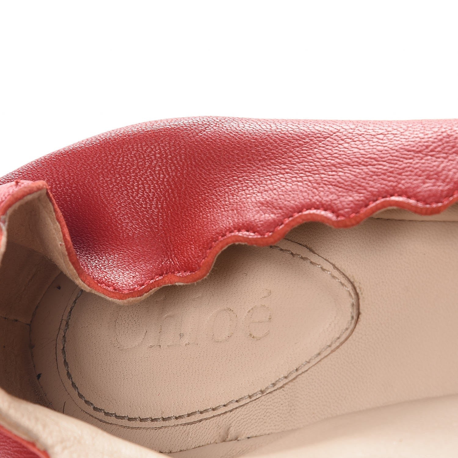 Chloe Nappa Leather Lauren Ballet Flats 36 Red 9 of 10