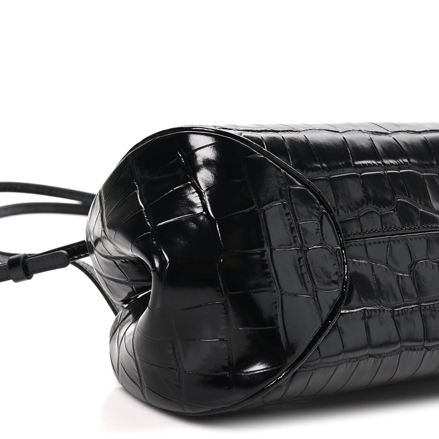 Chanel Calfskin Crocodile Embossed Pretty CC Clutch With Strap Black 8 of 10