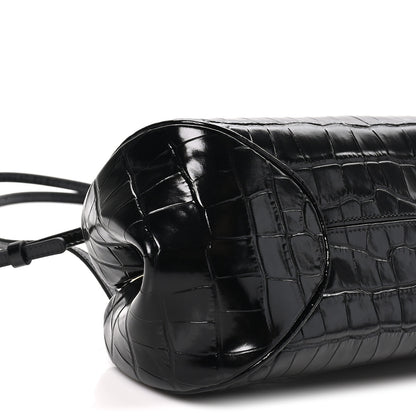 Chanel Calfskin Crocodile Embossed Pretty CC Clutch With Strap Black 8 of 10