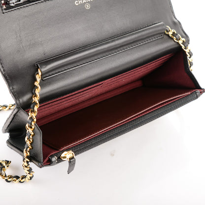 Chanel Lambskin Quilted Wallet On Chain WOC Black 7 of 8