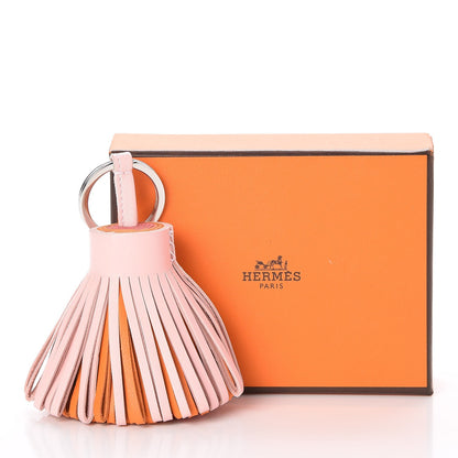 Hermes Lambskin Tri-Color Carmen Tassel Key Holder Rose Sakura Orange Bougainvillea 5 of 5