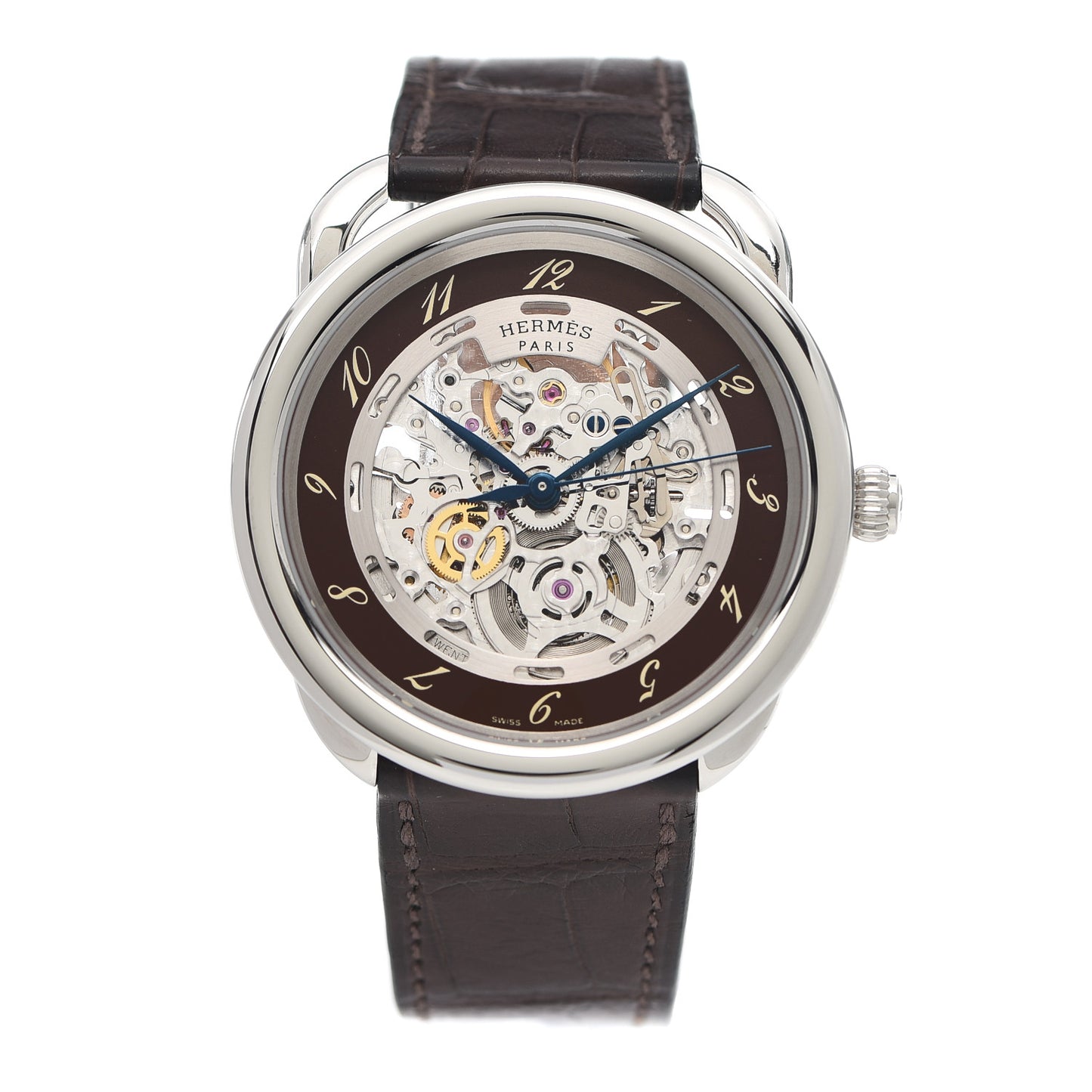 Stainless Steel Alligator 41mm Arceau Squelette Automatic Watch Havane
