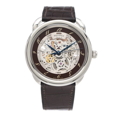 Hermes Stainless Steel Alligator 41mm Arceau Squelette Automatic Watch Havane 1 of 6