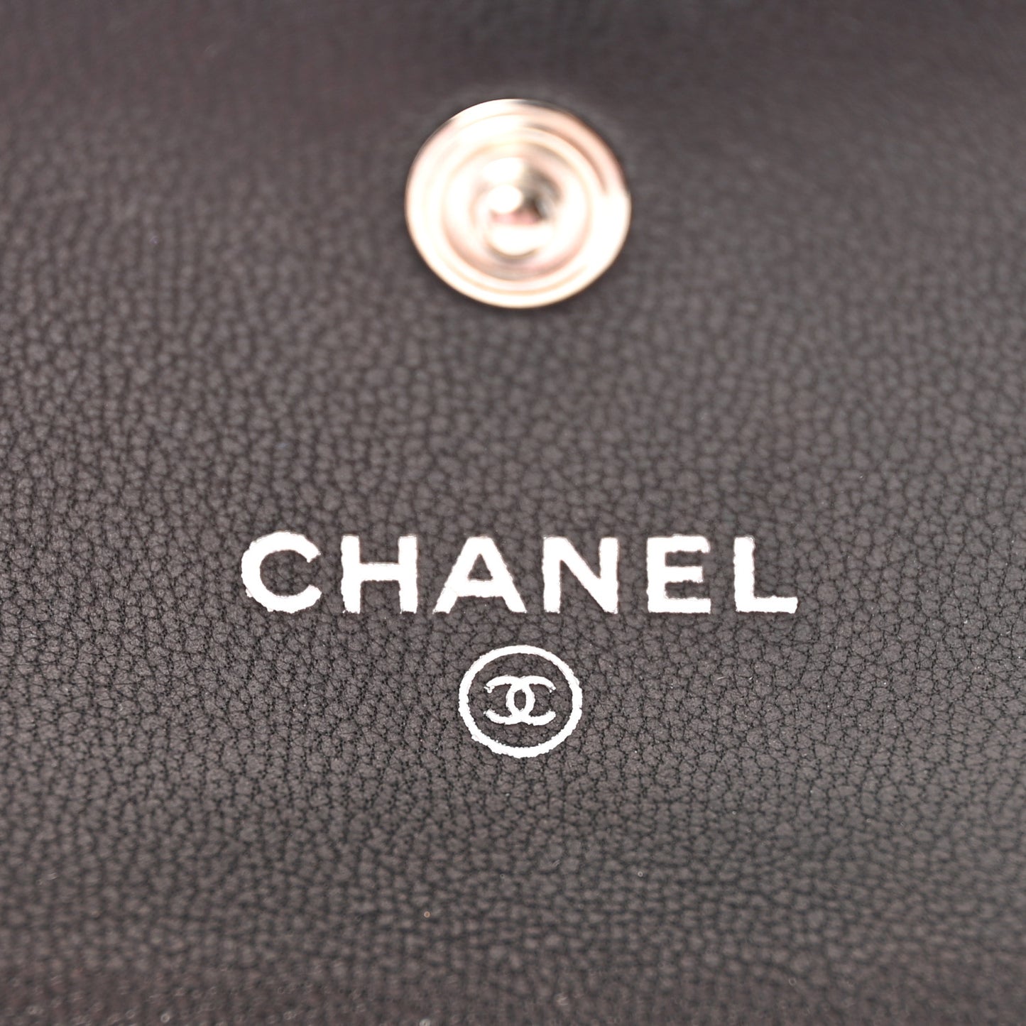 Lambskin Quilted Card Holder On Chain Black