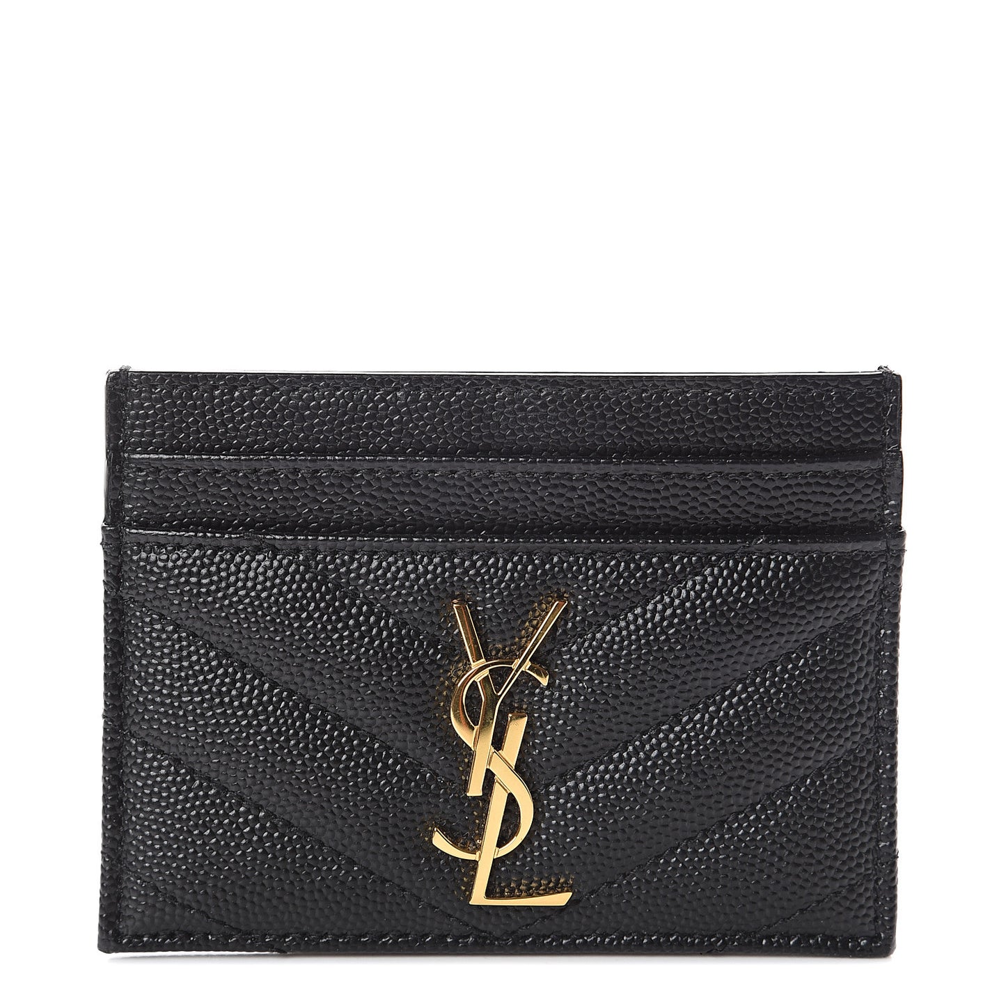 Grain De Poudre Matelasse Chevron Monogram Credit Card Case Black