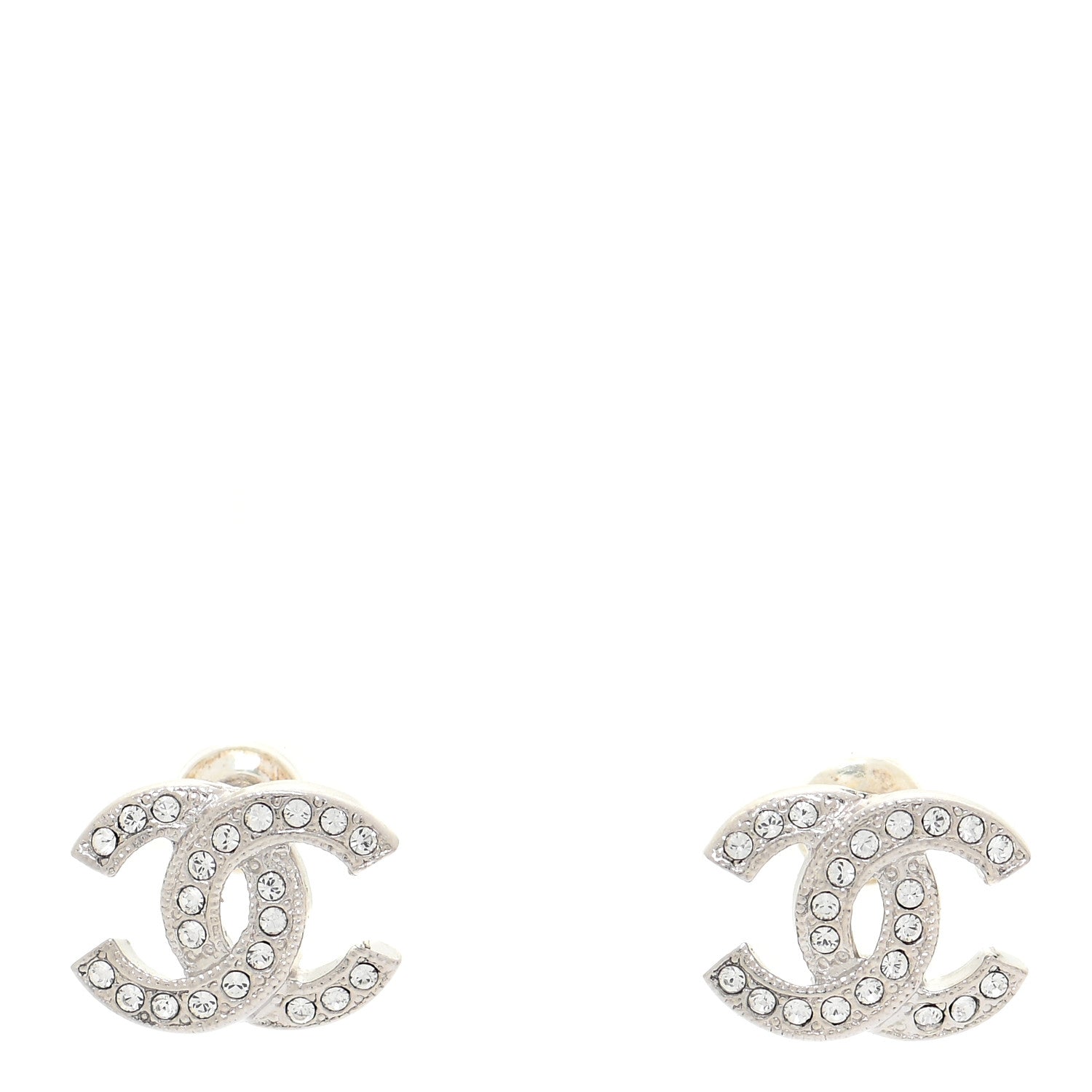 Chanel Crystal Timeless CC Earrings Silver 1 of 4