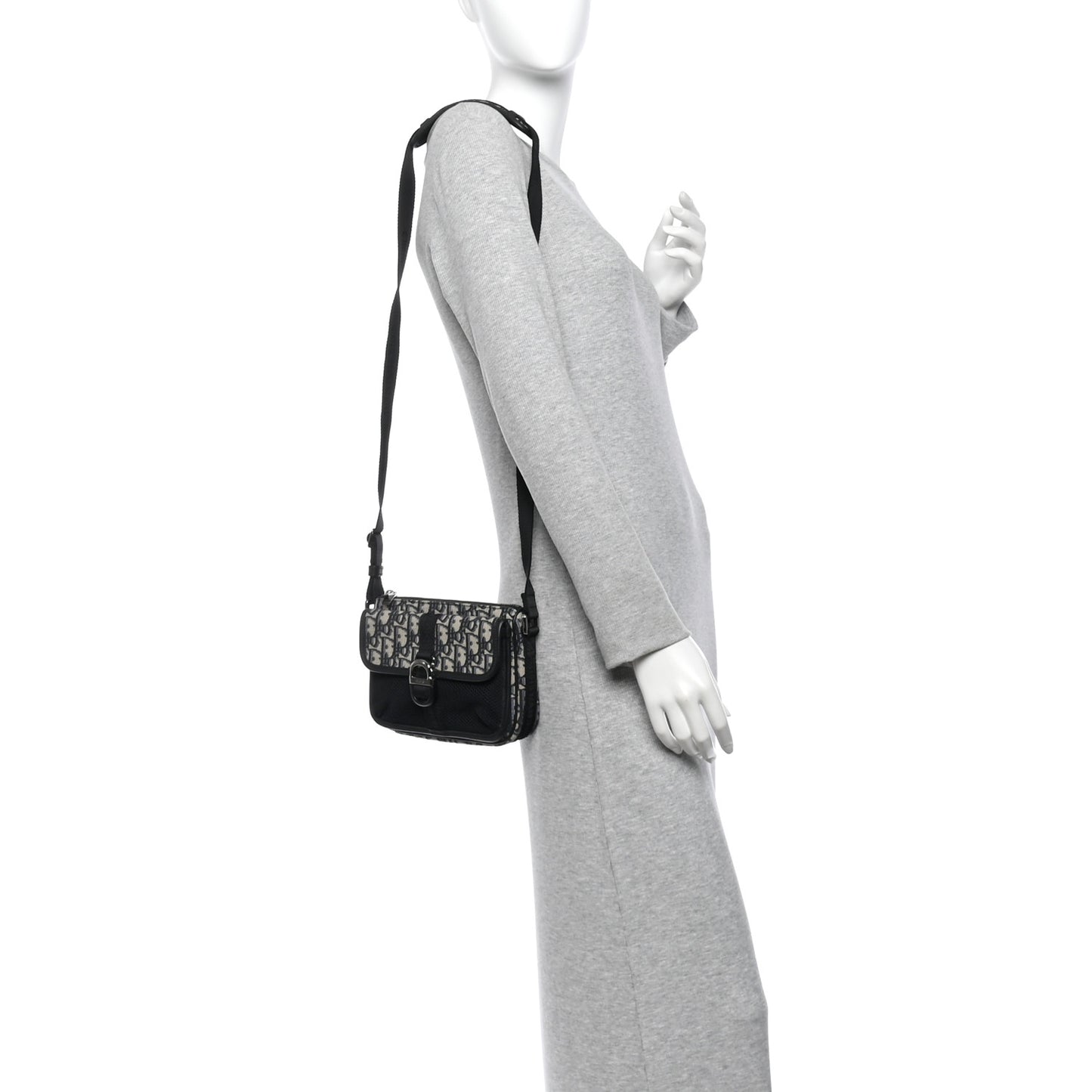 Oblique Jacquard Dior 8 Pouch With Strap Blue Black
