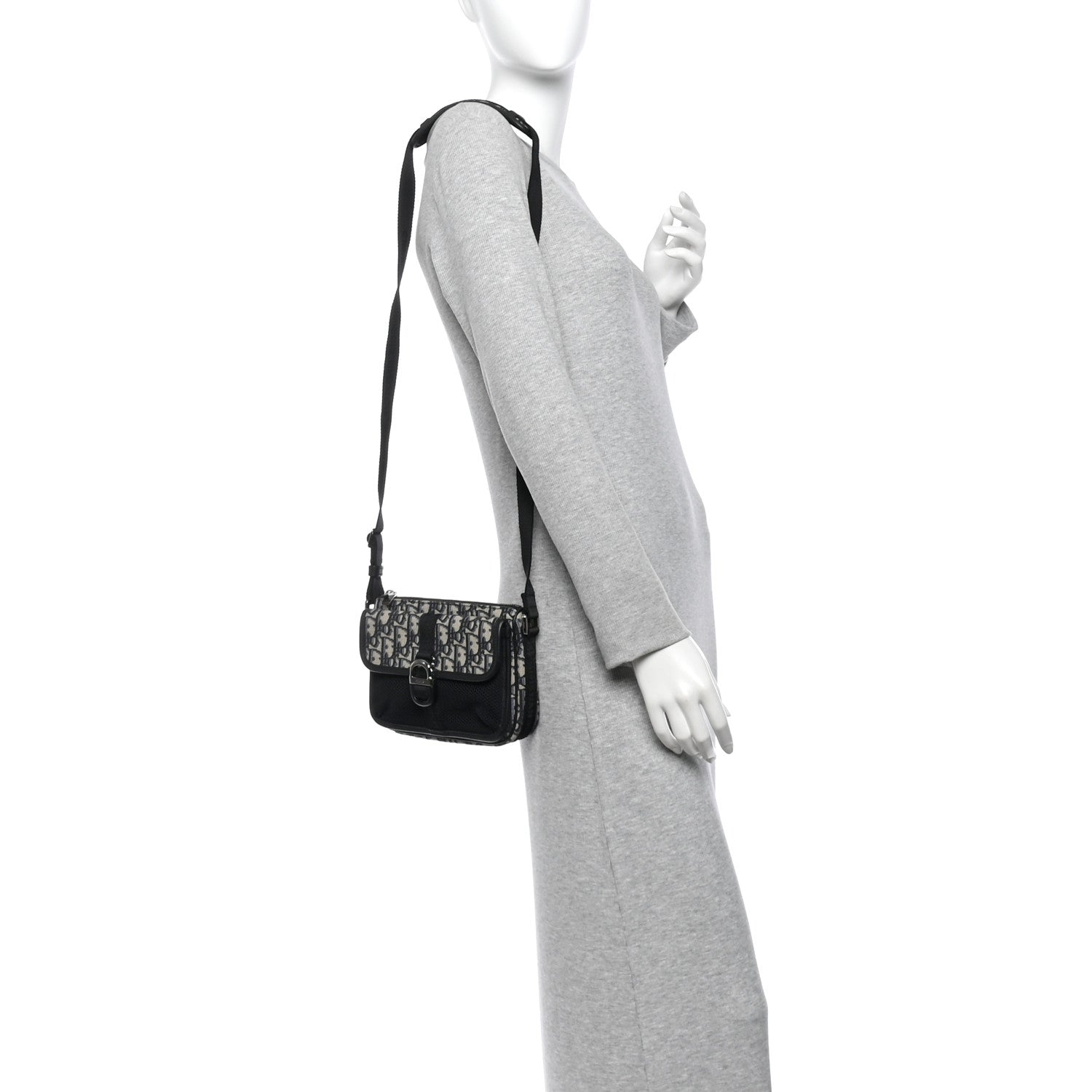 Christian Dior Oblique Jacquard Dior 8 Pouch With Strap Blue Black 2 of 10