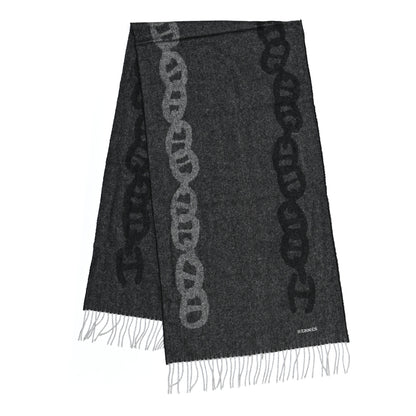 Hermes Cashmere Crazy Chain Muffler Anthracite Flanelle 2 of 4
