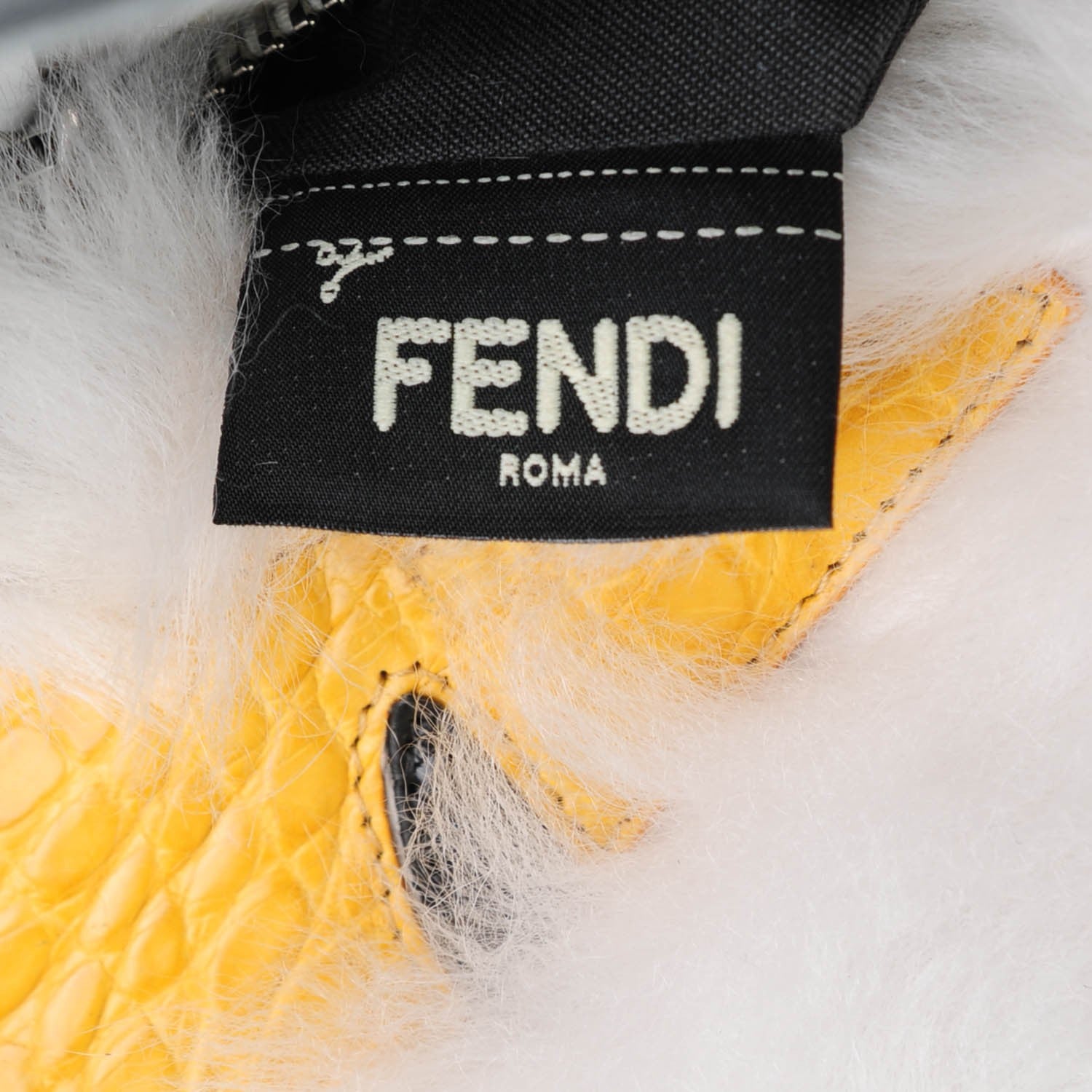 Fendi Calfskin Romano Lamb Fur Crocodile Selleria Monster Eyes Large Peekaboo Iconic Satchel Grey 9 of 10