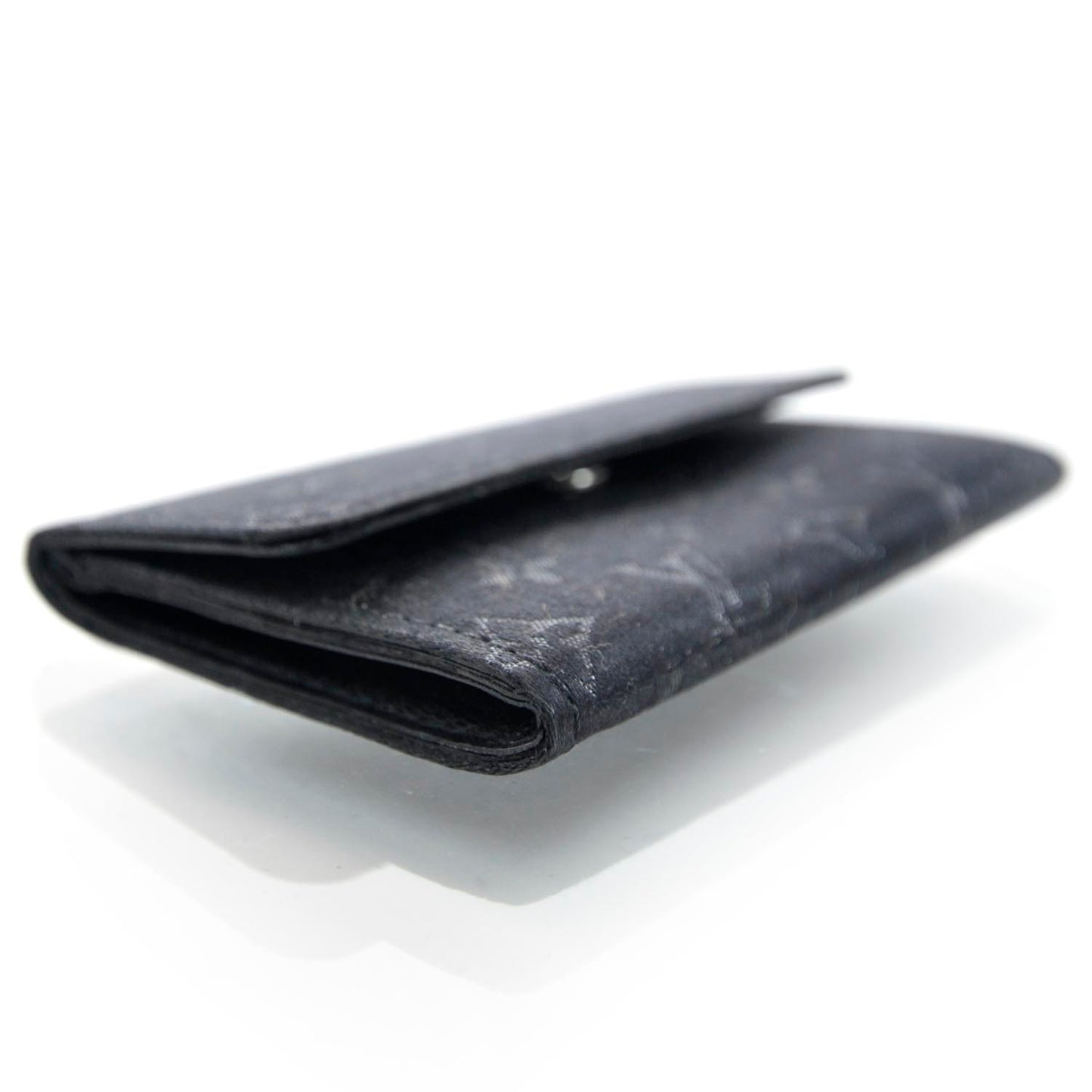 Satin Monogram Porte-Monnaie Snap Wallet Black