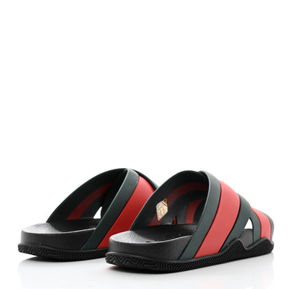 Gucci Rubber Web Mens Criss Cross Slide Sandals 8 Green Red 4 of 9