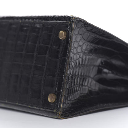 Hermes Shiny Niloticus Crocodile Kelly 28 Black 33 of 34