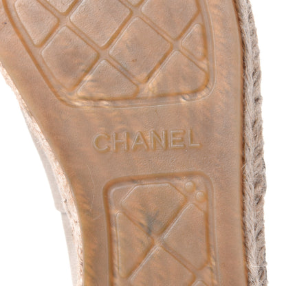 Chanel Canvas Grosgrain CC Espadrilles 40 Beige Black 8 of 10