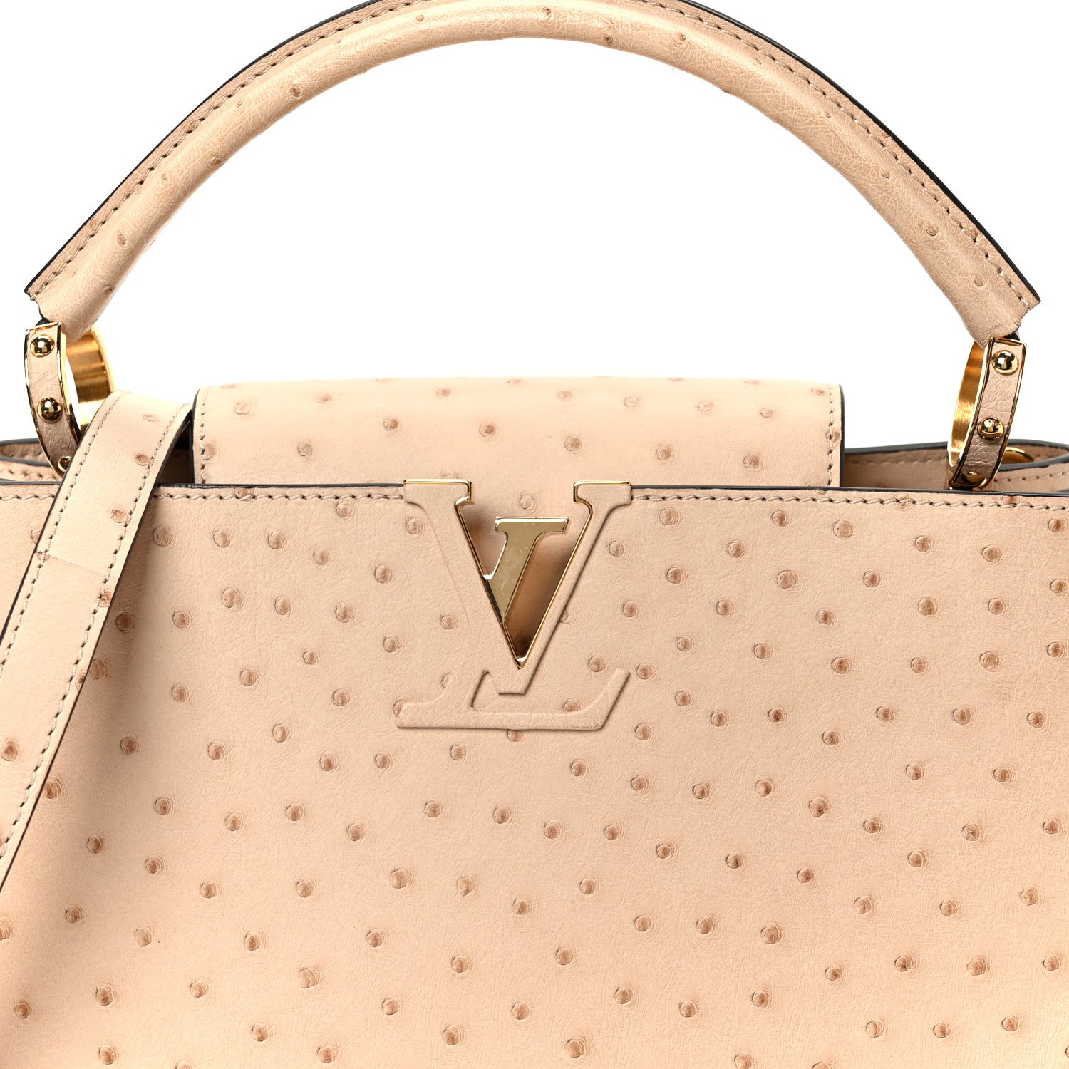 Louis Vuitton Ostrich Capucines PM Rose Champagne 8 of 10