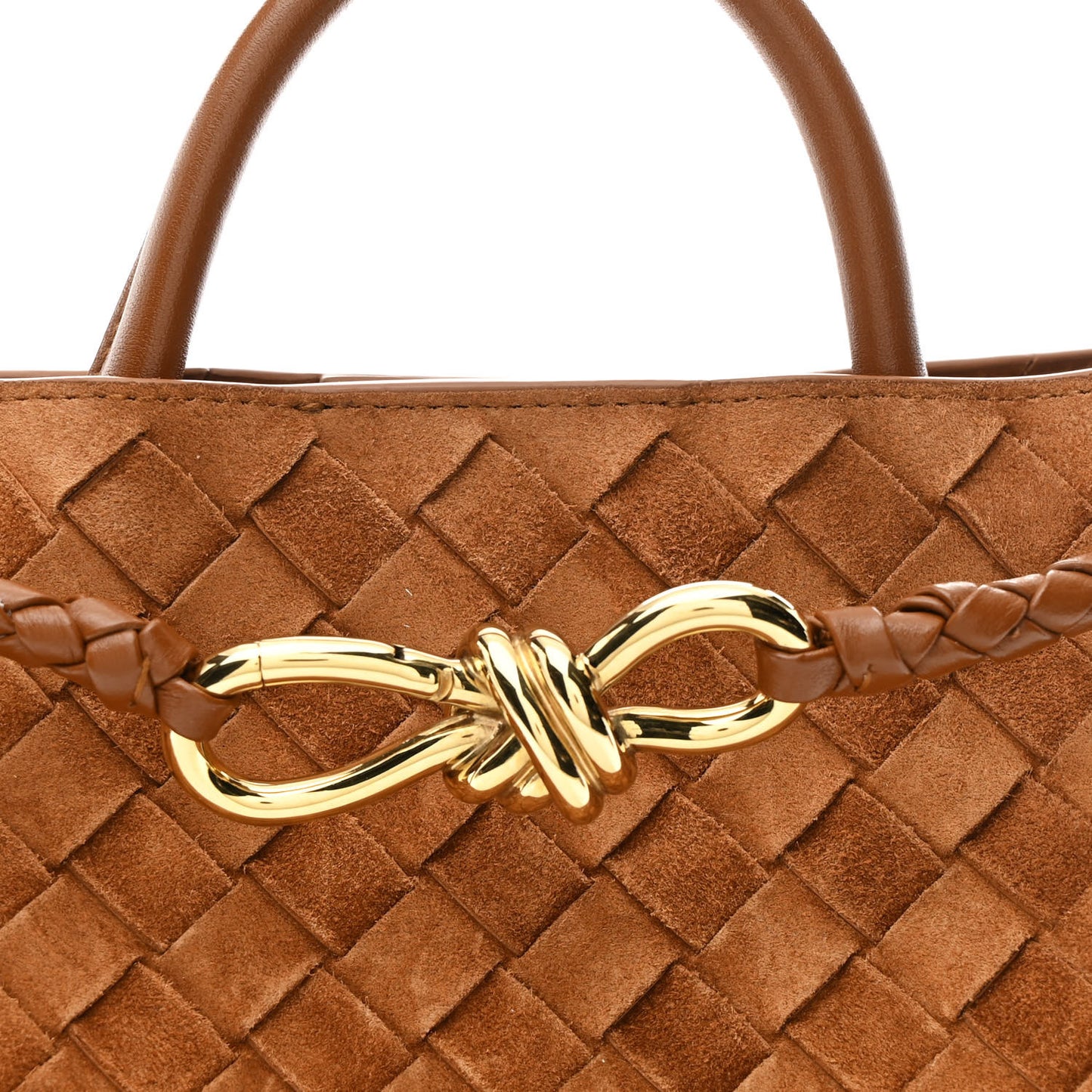 Suede Intrecciato Small Andiamo Shoulder Bag Amber