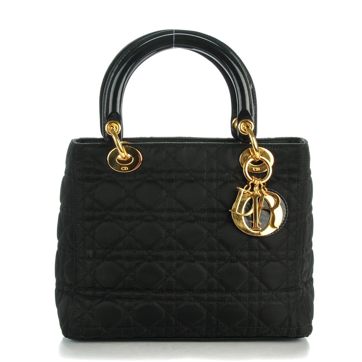 Nylon Cannage Medium Lady Dior Black