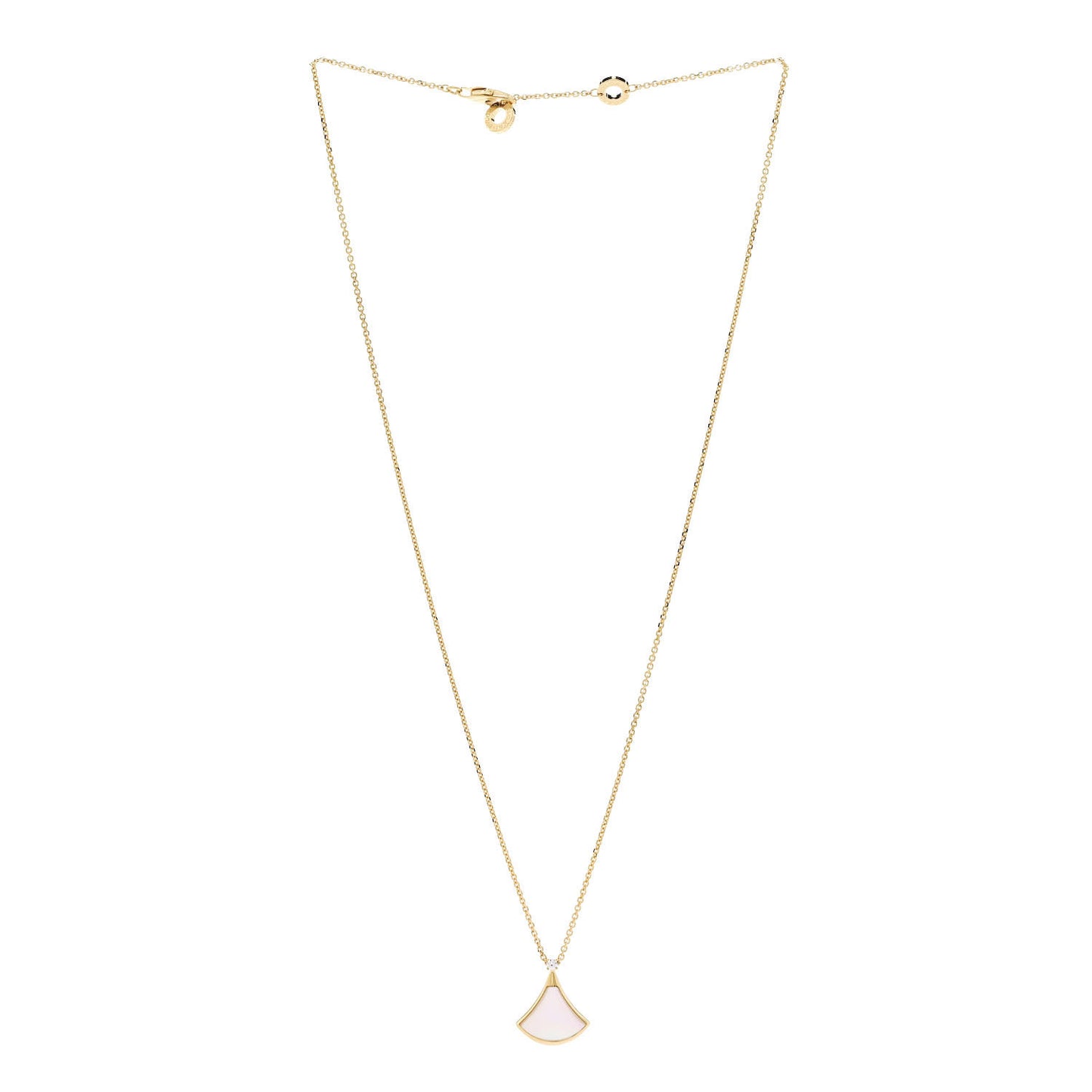 18K Yellow Gold Diamond Mother of Pearl Small Divas' Dream Pendant Necklace