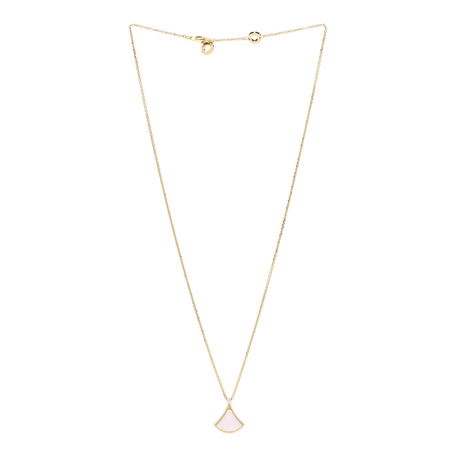 Bulgari 18K Yellow Gold Diamond Mother of Pearl Small Divas' Dream Pendant Necklace 3 of 8