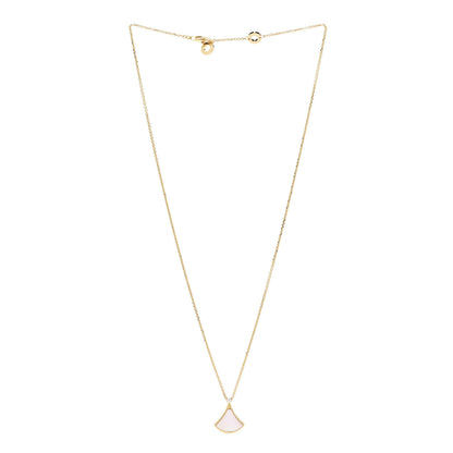 Bulgari 18K Yellow Gold Diamond Mother of Pearl Small Divas' Dream Pendant Necklace 3 of 8