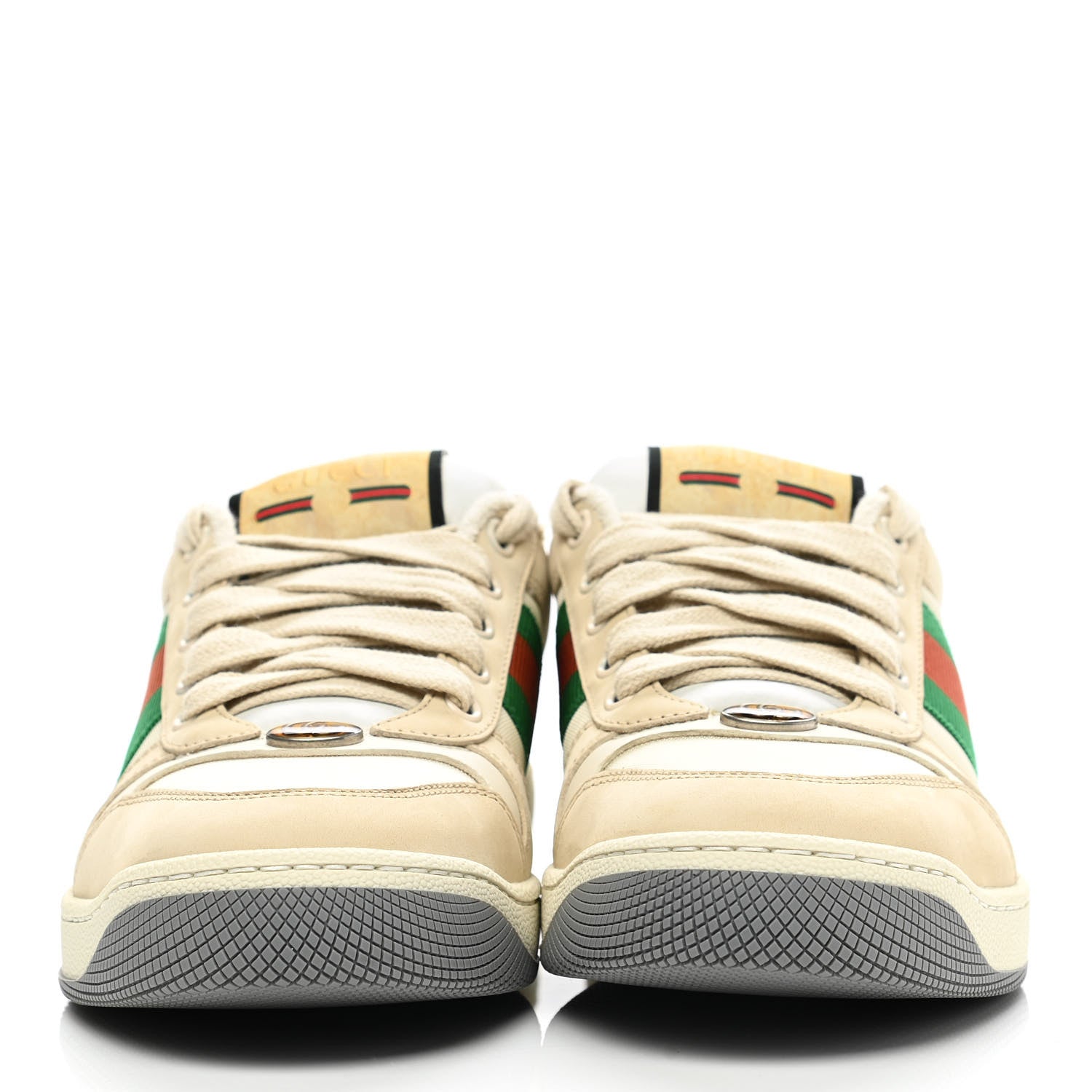Gucci Nylon Nubuck Web Womens Screener Sneakers 37.5 Mystic White Dusty Milk 2 of 12