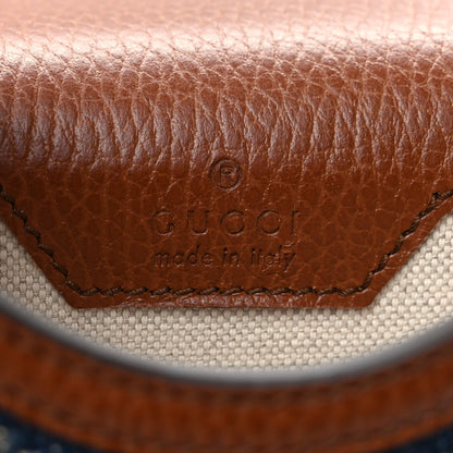 Gucci New Denim GG Monogram Dollar Calfskin Mini Horsebit 1955 Crossbody Bag Blue Tea Cuir Epilog 6 of 9