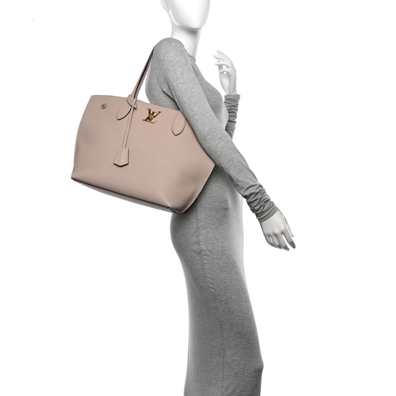Louis Vuitton Calfskin Lockme Go Tote Greige 2 of 14