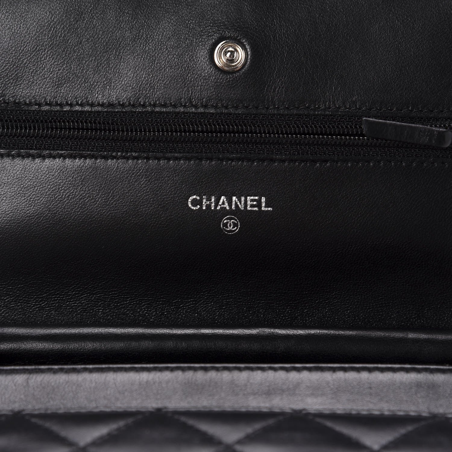 Chanel Lambskin Quilted Wallet On Chain WOC Black 8 of 12