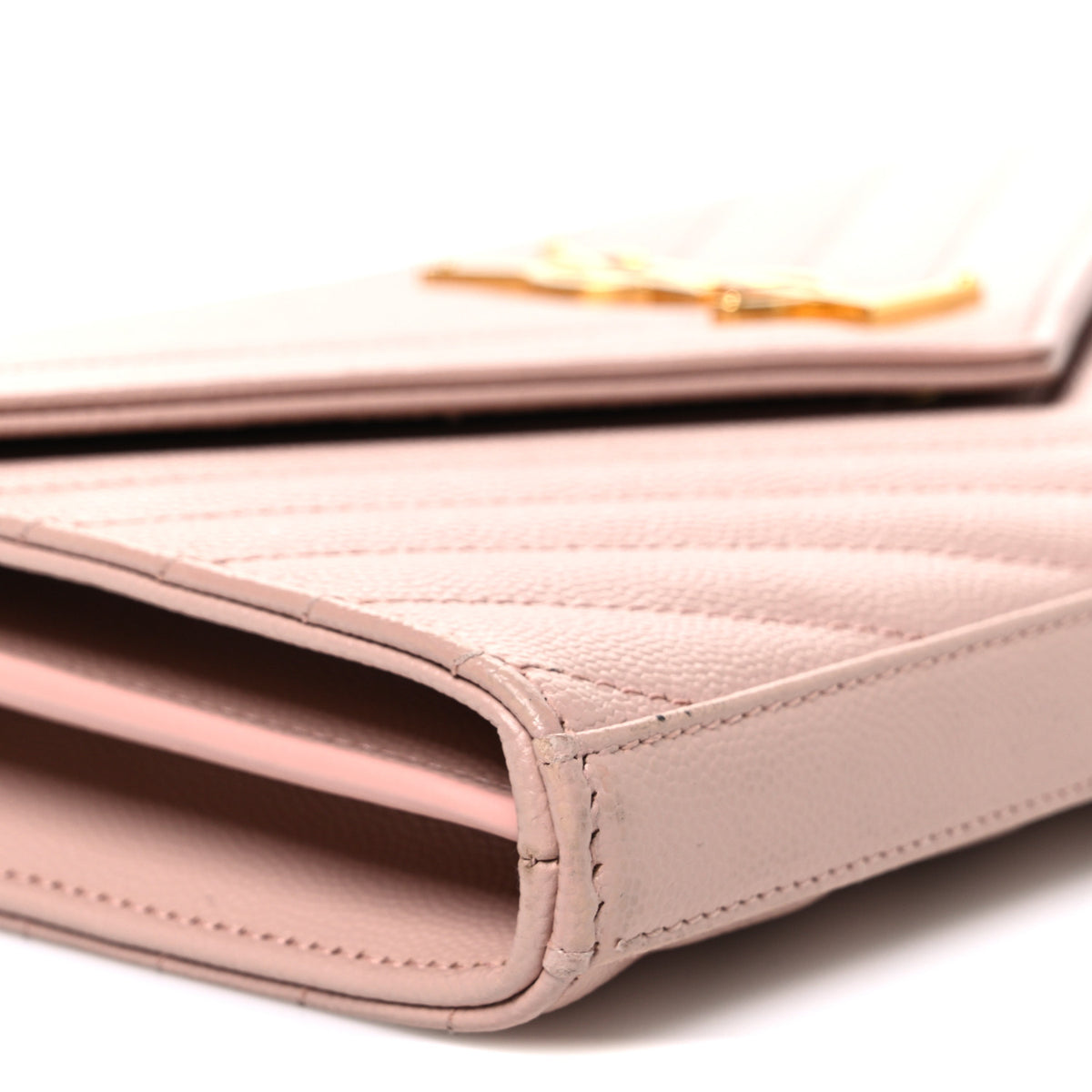 Grain De Poudre Matelasse Chevron Monogram Chain Wallet Pale Blush