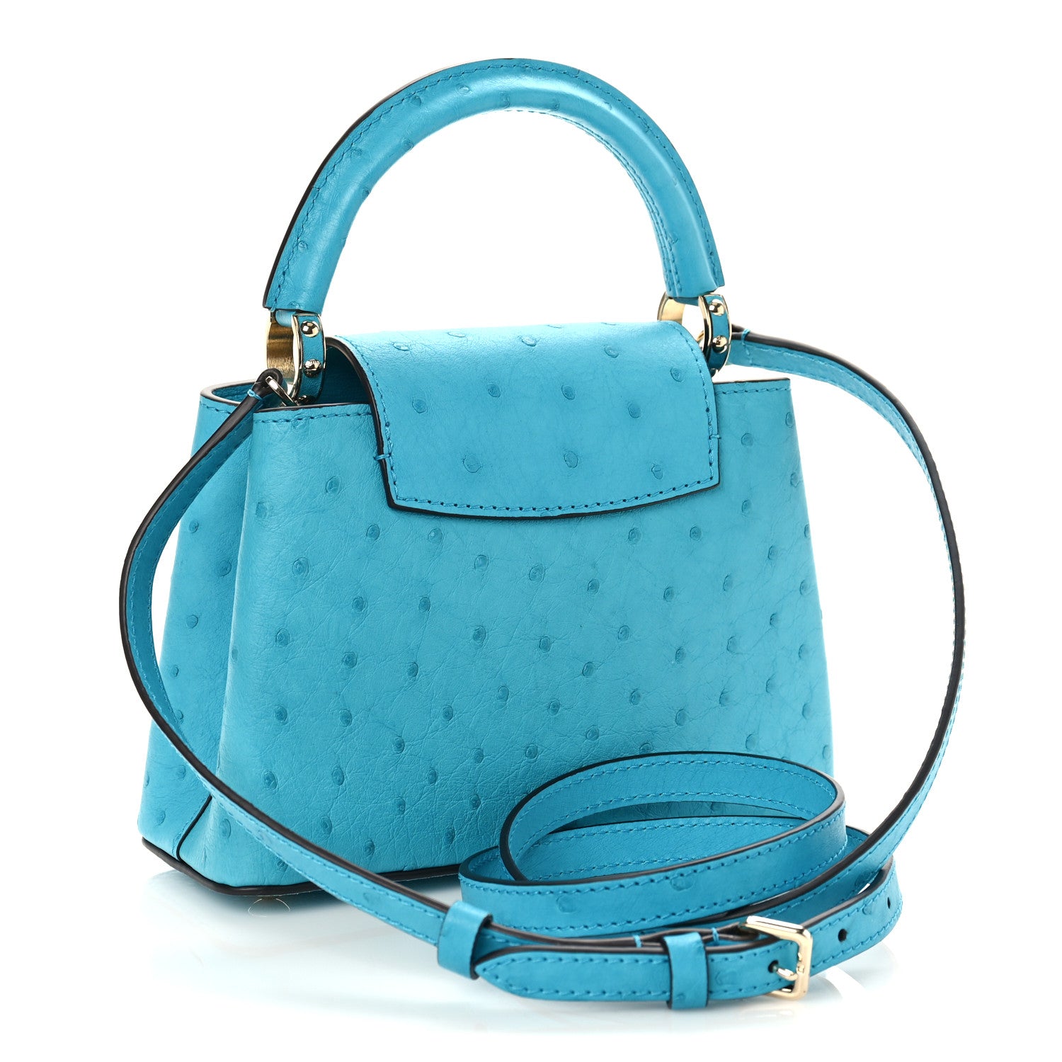 Louis Vuitton Ostrich Capucines Mini Candy Blue 2 of 9