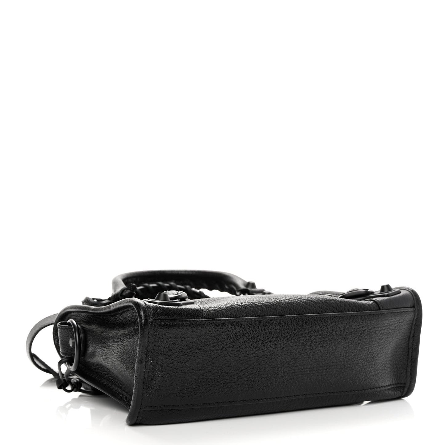 Shiny Goatskin Matte Black Metallic Edge Hardware Mini City Black