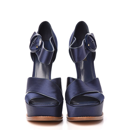 Louis Vuitton Satin Florida Platform Sandal 38.5 Navy 2 of 9