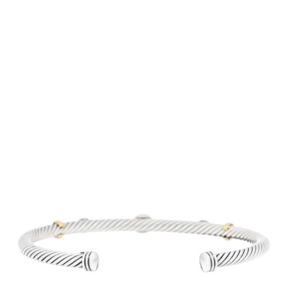 David Yurman Sterling Silver 18K Yellow Gold Amethyst Turquoise 4mm Renaissance Bracelet 2 of 3
