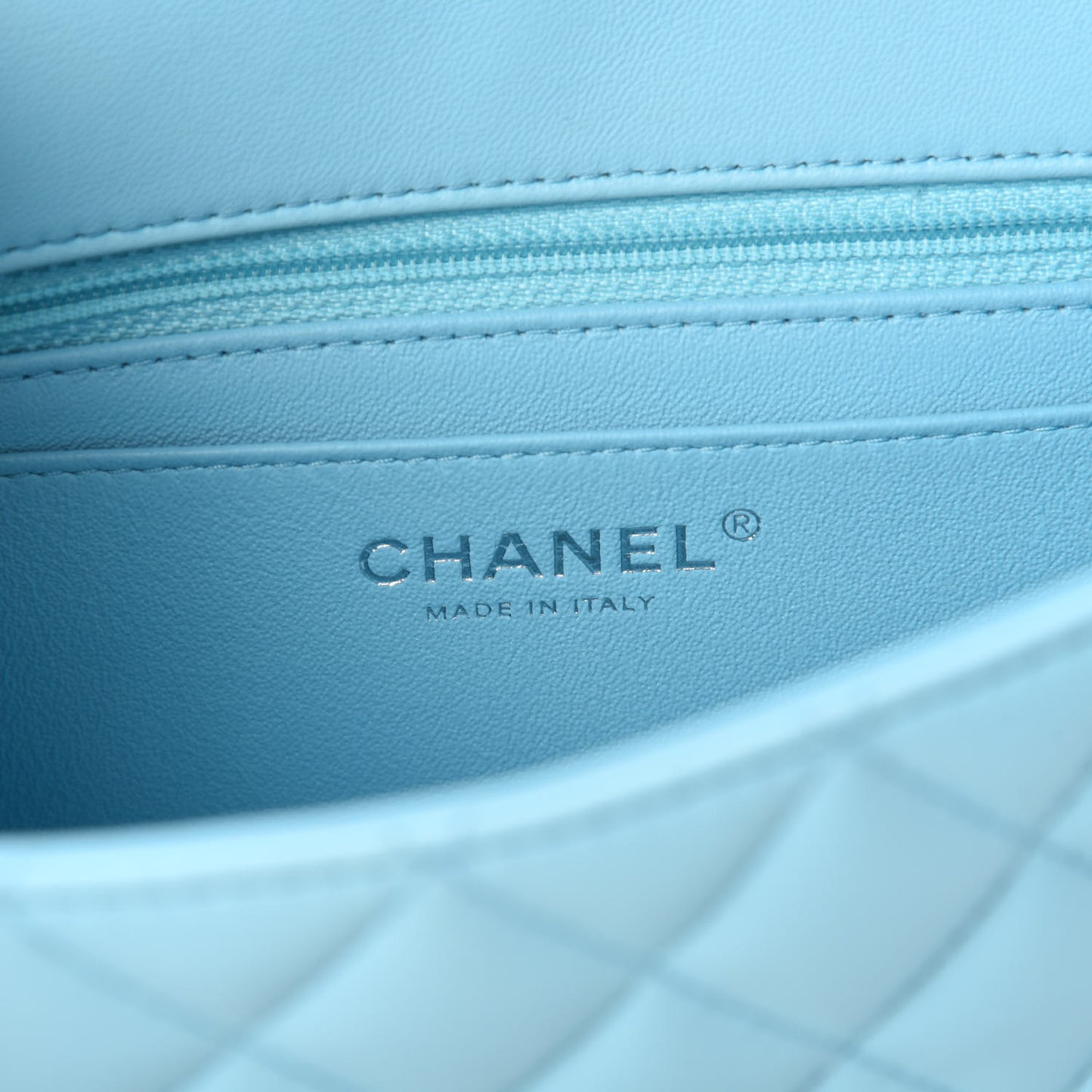 Lambskin Quilted Mini Rectangular Flap Neon Blue