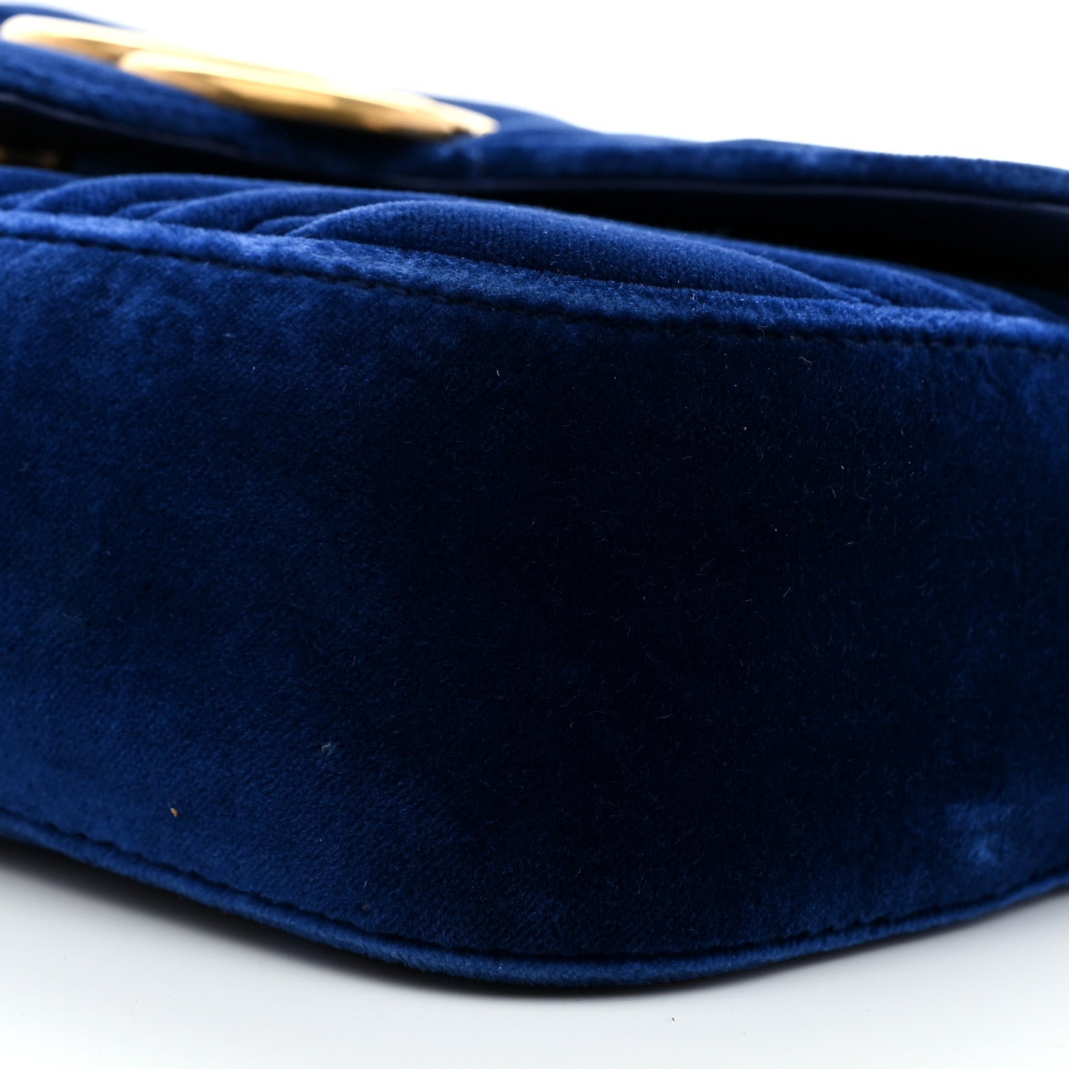 Gucci Velvet Matelasse Mini GG Marmont Shoulder Bag Cobalt Blue 11 of 12