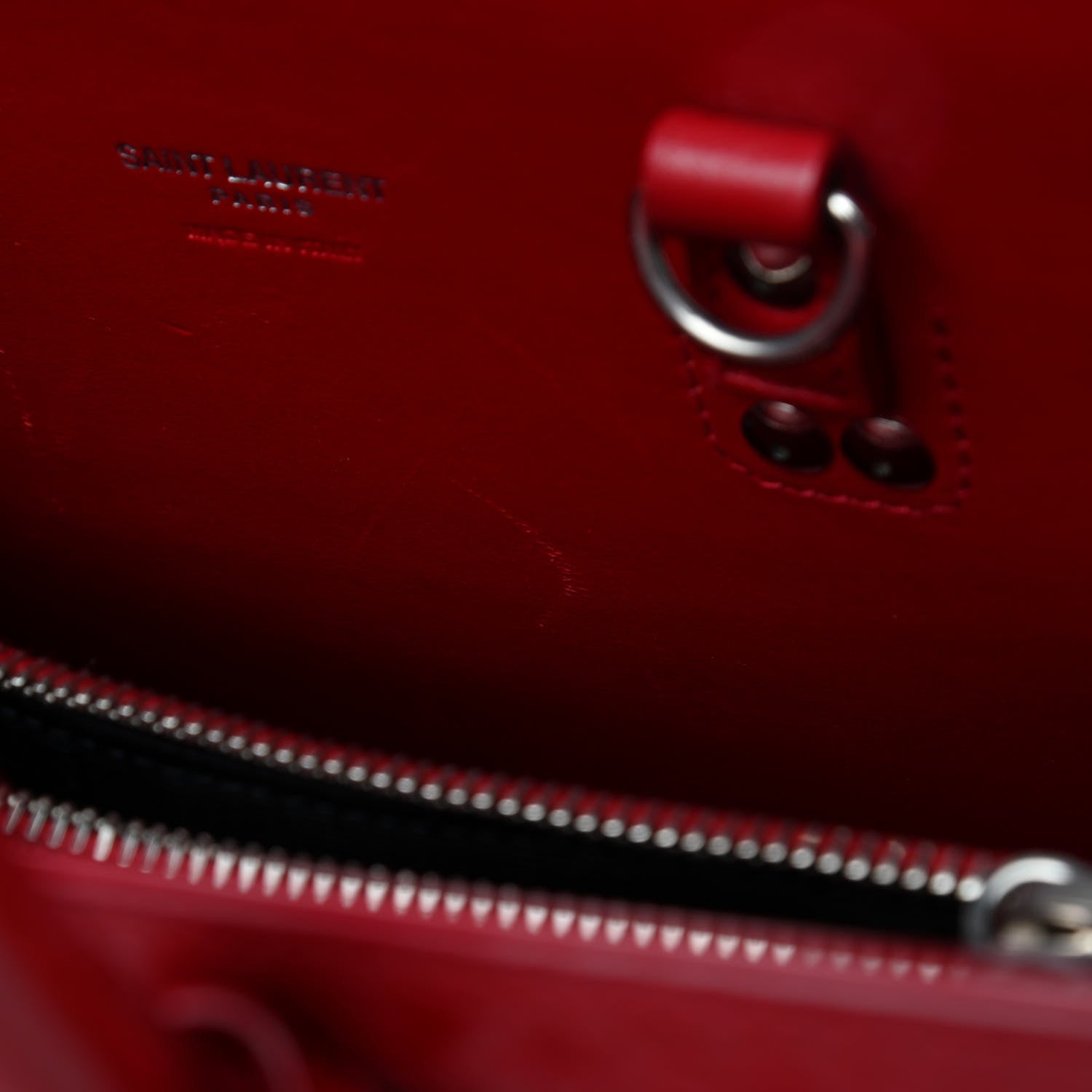 Saint Laurent Calfskin Crocodile Embossed Baby Sac De Jour Red 5 of 19