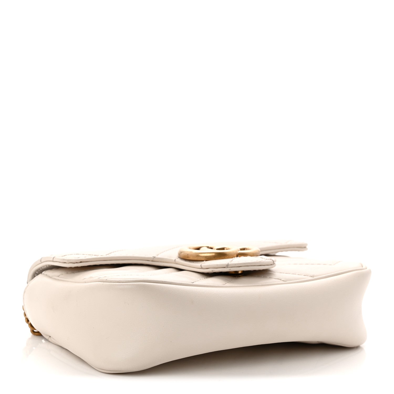 Gucci Calfskin Matelasse Super Mini GG Marmont Shoulder Bag White 3 of 10