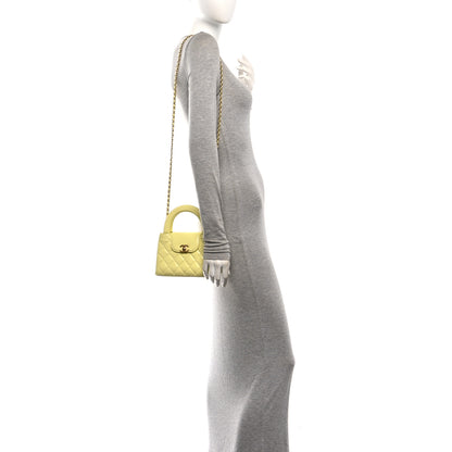 Chanel Shiny Aged Calfskin Quilted Nano Kelly Shopper Light Yellow 2 of 10
