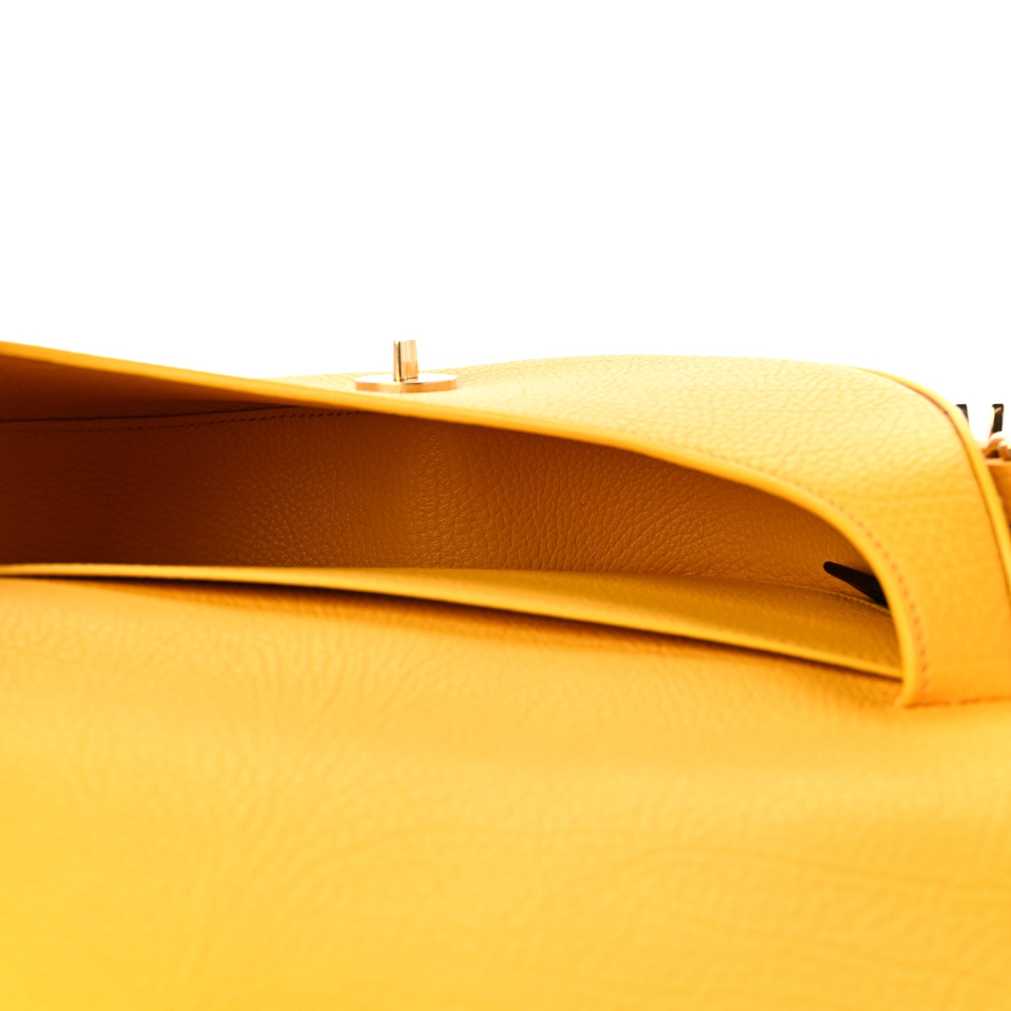 Calfskin Goat Fur Chess Satchel Bag Mimosa