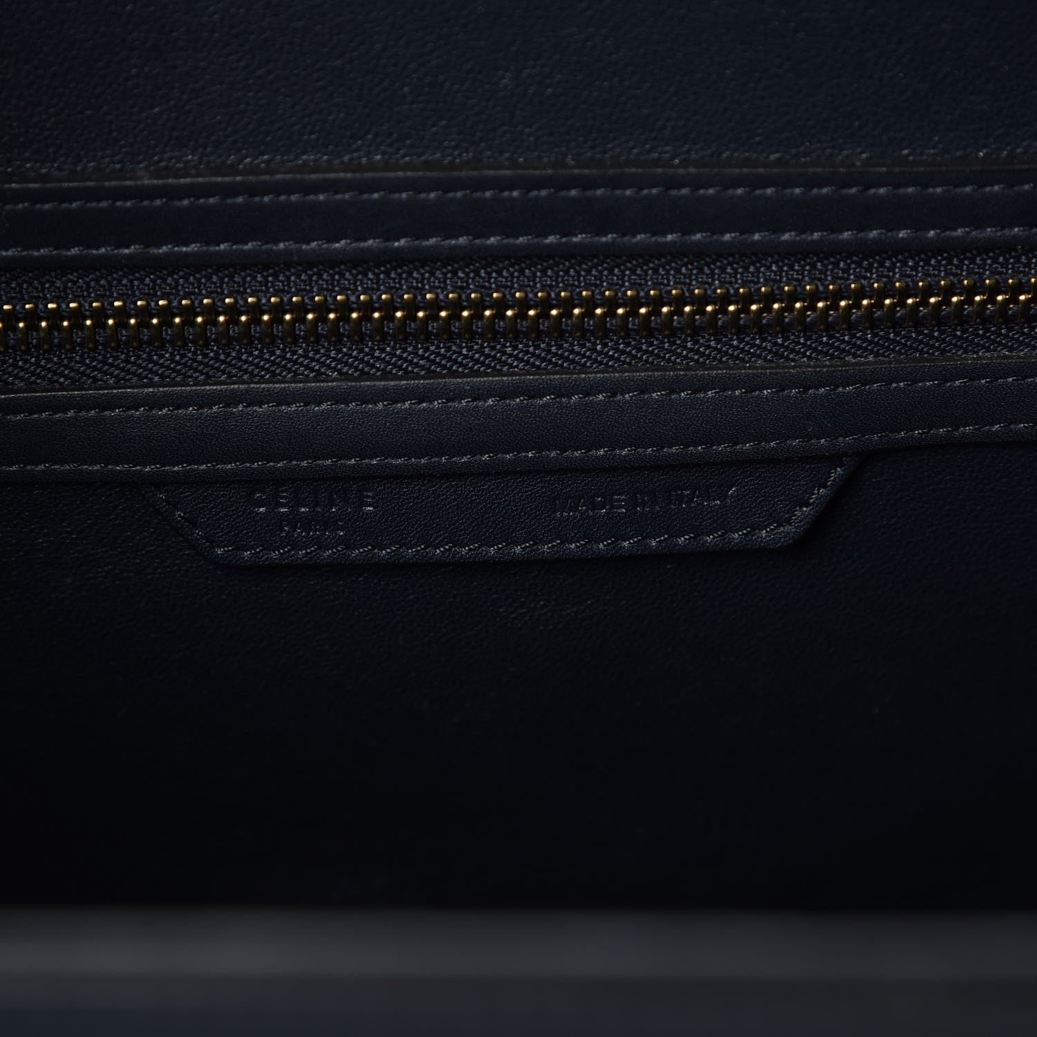 Celine Smooth Calfskin Striped Cotton Canvas Mini Luggage Navy Blue 6 of 7