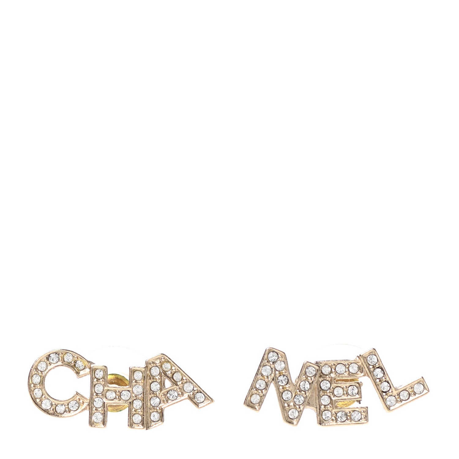 Chanel Crystal Pearl Signature Stud Earrings Gold 1 of 4