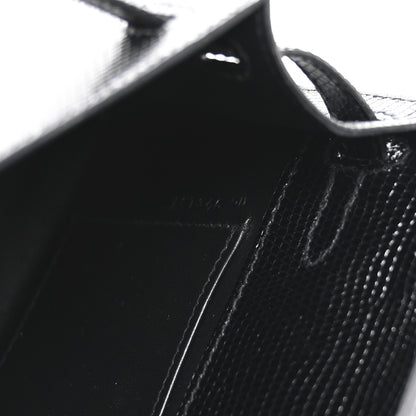 Hermes Lizard Kelly Pochette Clutch Black 7 of 8